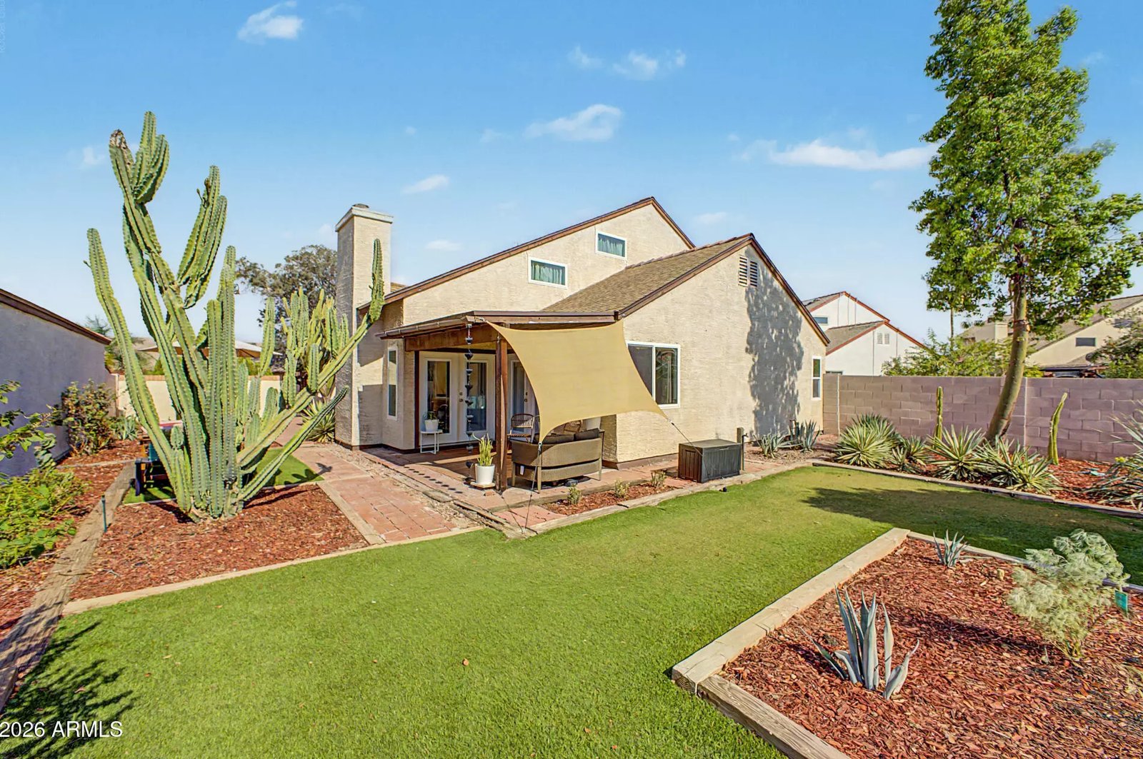 Desert landscaping in the backyard of a Glendale, Arizona brokerage listing