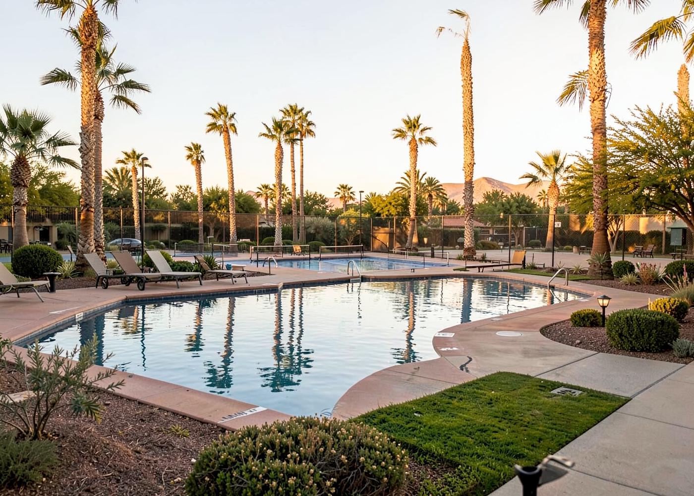 Resort-style pool and amenities in a Greater Phoenix active adult community